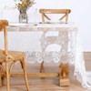 Wikineon White Lace Tablecloth 5 Pack 60 x 120 Inch Wedding Table Cloth Rustic Table Overlay for Vintage Party Thanksgiving Floral Table Decoration - 2 of 4