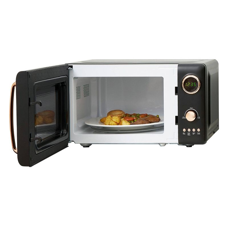 Haden 700W .7 cu ft Microwave with Settings and Timer - Black and Copper, 5 of 9