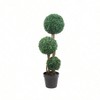 35 Inch Artificial Triple Ball Boxwood Topiary Tree  Fake Boxwood Topiary Ball Trees  Milan Grass Ball Trees for Indoor and Outdoor Home Decor Decora - 4 of 4
