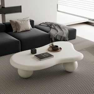 47 inCloud Shaped Coffee Table with 3 Ball Legs for Living Room, Cream White - 1 of 1
