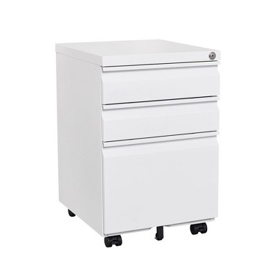 Runesay Mobile Filing Cabinet 3-Drawer with Lock, Legal/Letter Sized Office Storage Filing Cabinet