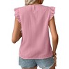 Womens Round Neck Lace Trim Short Sleeve Casual Blouse Tops - 4 of 4