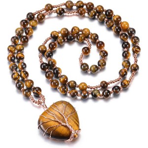 Wire Wrapped Amethyst Necklace Life Tree Gemstone Healing Jewelry Gift - 1 of 4