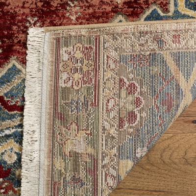 Ivory and Blue Traditional Synthetic 8' x 10' Area Rug