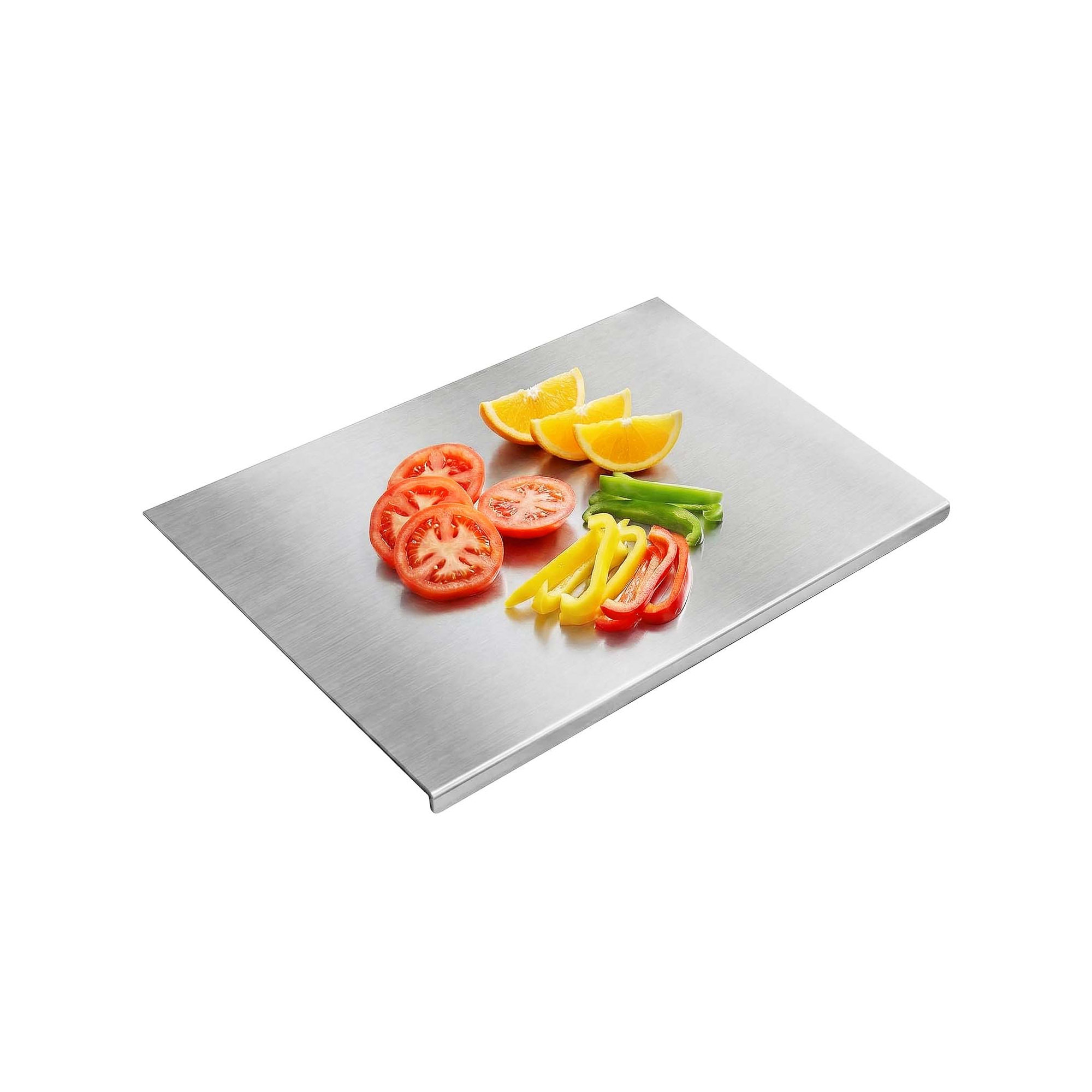 Angel Sar Stainless Steel Cutting Board with Lip, Extra Large Metal Chopping Board Over Sink for Kitchen Prep, 12" x 15"