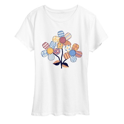 Women's - Instant Message - Patchwork Flowers Short Sleeve Graphic T-Shirt
