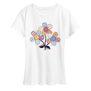 Women's - Instant Message - Patchwork Flowers Short Sleeve Graphic T-Shirt - 1 of 4