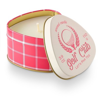 3.9oz Printed Lidded Tin Scented Candle Plaid Pink - Bullseye's Playground™