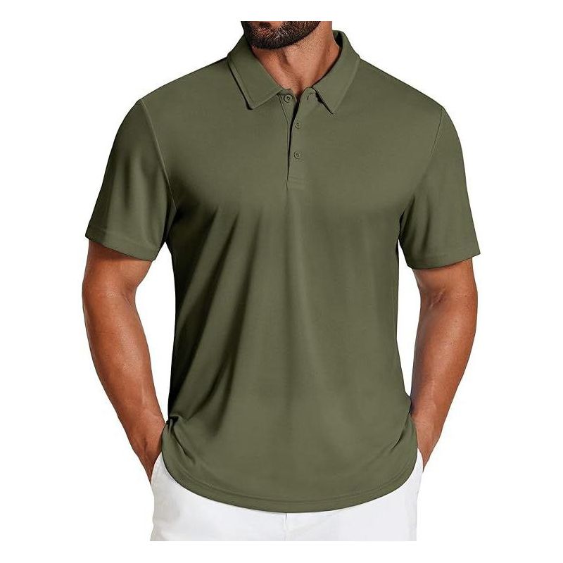 COOFANDY Mens Polo Shirts Short Sleeve Golf Shirt Moisture Wicking Quick Dry Collared Performance Polo Shirts for Men army green M