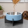THE LICKER STORE Intersecta Small/Medium Concrete & Stainless Steel Bowl 16oz (2 Cups) w/ Metal Stand Pet Feeder - 2 of 4
