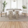 7-Piece Retro Dining Table Set with 6 Upholstered Chairs, MDF & Ash Veneer Table, Farmhouse Dining Set for Kitchen & Dining Room - 2 of 4