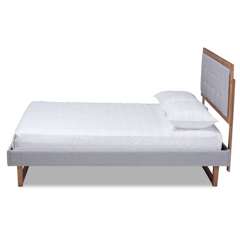 Full Livinia Fabric Upholstered Wood Platform Bed Light Gray/Ash Walnut - Baxton Studio, 3 of 9