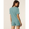 cheibear Women's Casual Pullover Short Sleeve Sleepshirt with Shorts Waffle Pajama Sets - 3 of 4