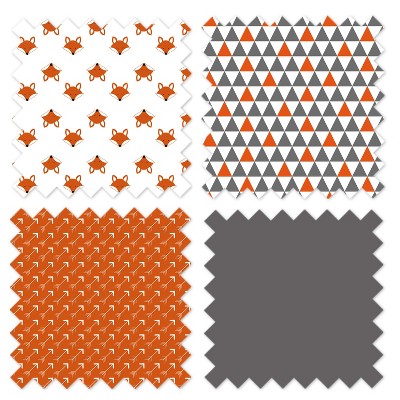 Playful Fox Orange and Gray Cotton Storage Toy Chest