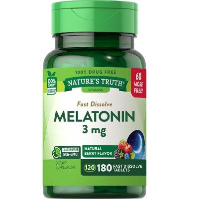 Nature's Truth Melatonin 3mg | 180 Fast Dissolve Tablets | Natural ...