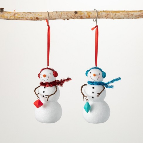 Transpac Resin White Christmas Mini Plaid Snowman Ornaments Set Of 4 :  Target