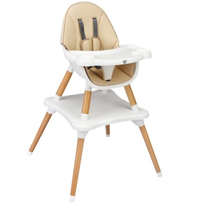 Image of Costway 5-in-1 Baby High Chair Infant Wooden Convertible Chair w/5-Point Seat Belt Khaki