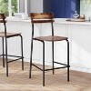 Flash Furniture 2 Pack Cyprus Commercial Grade Solid Wood Bar Stools with Metal Frames and Antique Finish - 2 of 4