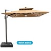 Crestlive Products 11FT Patio Double Top Cantilever Umbrella with Light and Base Set Outdoor 360° Rotation 6 Heights Adjustable Offset Umbrella - 2 of 4