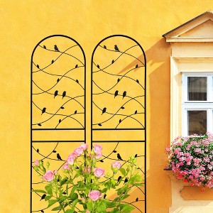 Gulches 2 Pack Metal Garden Trellis 71" x 19.7" Rustproof Trellis for Climbing Plants Outdoor Flower Support Bird Deco Black - 1 of 4