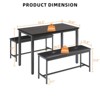 Aukfa Dining Table Set for 4, Wood Kitchen Table & Chair with 2 Upholstered Benches for Breakfast Nook and Small Space, Black - 2 of 4