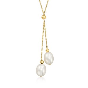Ross-Simons 6-7mm Cultured Pearl Double-Drop Necklace in 14kt Yellow Gold Size 18 - 1 of 3