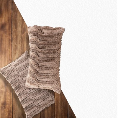 Luxurious Marble Chocolate Faux Fur Rectangular Throw Pillow Set
