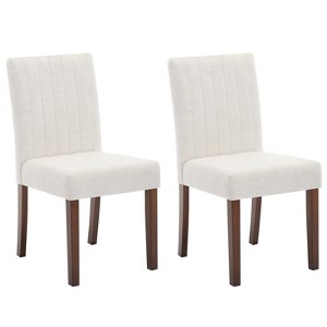 Parsons Dining Chairs Set of 2, Upholstered Linen Fabric with Button Tufted Back, Wood Legs for Kitchen, Dining Room, Living Room - 1 of 4