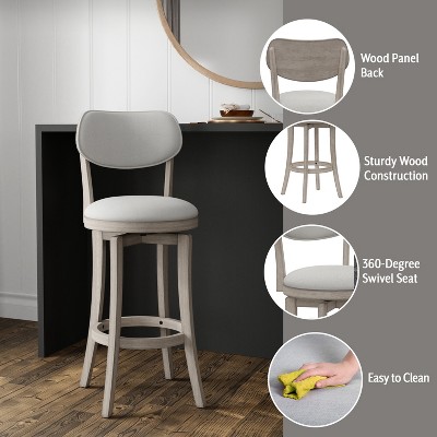Sloan Aged Gray 43'' Swivel Bar Height Stool with Fog Upholstery