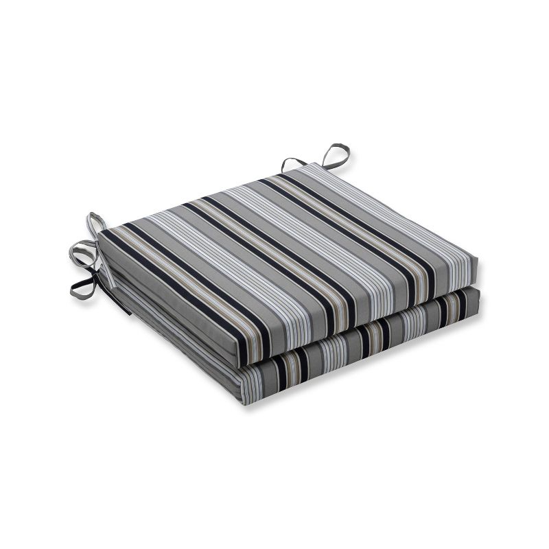 Getaway Stripe 2pc Indoor/Outdoor Squared Corners Seat Cushion - Pillow Perfect, 1 of 7