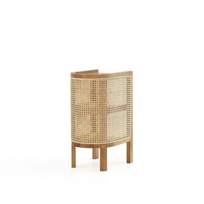 Tahitian Resort-Inspired Natural Ash and Rattan 2-Shelf End Table