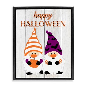 Stupell Industries Happy Halloween Seasonal Gnomes Floating Frame Canvas Art - 1 of 4