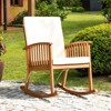 Patio Rocking Chair Acacia Wood Rocker w/ Seat & Back Cushions Safe & Comfortable Rocking - 2 of 4