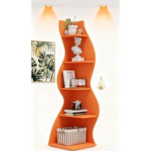 Gulches 5-Tier Corner Shelf, Modern Wall Corner Bookshelf Storage Bookcase for Bedroom - 1 of 4