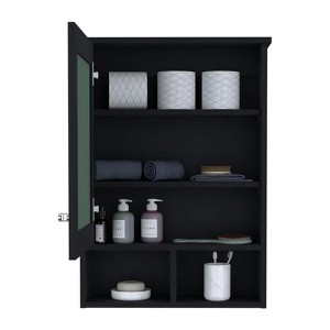 SEVOBAL Bathroom Storage Cabinets Medicine Cabinets with Mirror Door 29 Inch High for Bathroom Use, Black, 34.7"*23.3"*4.8" - 1 of 4