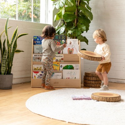 Natural Birch Wooden Kids Book Display Stand