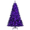 Costway 7ft Pre-lit PVC Christmas Tree Black w/ 500 Purple LED Lights - 2 of 4