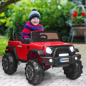 Infans 12V Kids Ride On Truck RC Car Spring Suspension w/ LED Light Music Trunk Red - 1 of 4