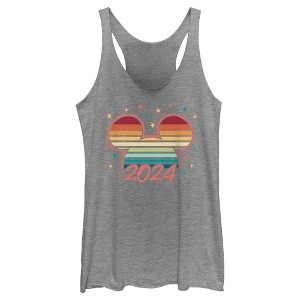 Women's Mickey & Friends Colorful Retro Sunset 2024 Racerback Tank Top - 1 of 4