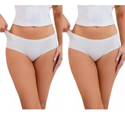 INSPIRE CHIC 2 Pcs Women's Mid-Waisted Panties Full Coverage No Trace Comfortable Briefs