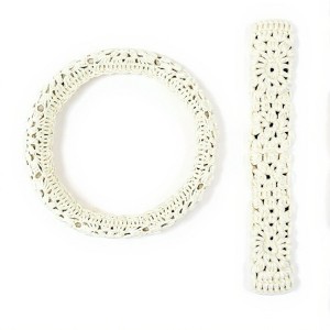 Anna-Kaci Handcrafted Crochet Steering Wheel Cover and Seat Belt Pad Set - Light Beige - 1 of 4