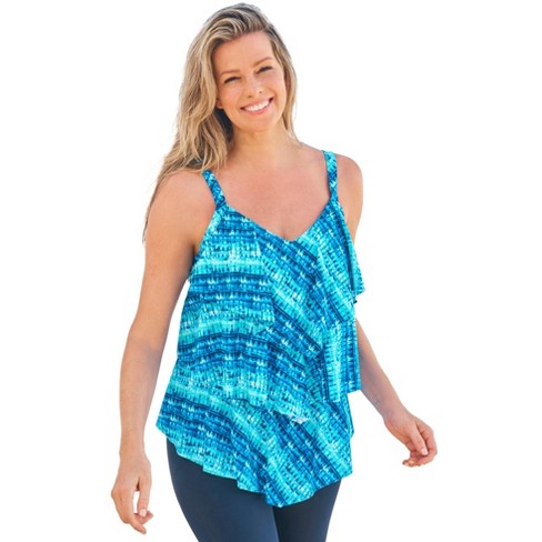 Tiered ruffle tankini top plus size sale