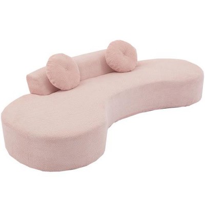 SYFERLORY [VIDEO PROVIDED]105.5''Curved Sofa, Modern Minimalist Sofa,Pink