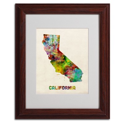 Trademark Fine Art -Michael Tompsett 'California Map' Matted Framed Art