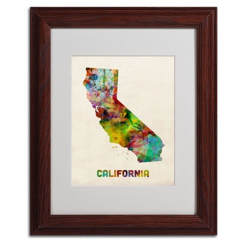 Trademark Fine Art -Michael Tompsett 'California Map' Matted Framed Art - image 1 of 4