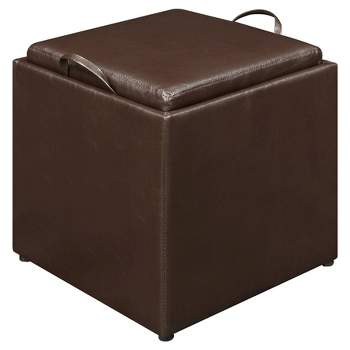 Designs4Comfort Park Avenue Storage Single Ottoman with Stool and Reversible Tray Espresso - Breighton Home