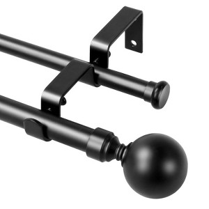 Urbanest Steel Ball Flat Button 1-inch 5-8 inch Double Drapery Curtain Window Rod Set - 1 of 4
