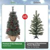3ft Small Christmas Tree, with Warm White Lights, Pine Cones, Red Berries, Mini Potted Artificial Christmas Tree for Desktop - 4 of 4