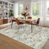 Rugs for Living Room Vintage Floral Print Area Rug Low Pile Non-Slip Distressed Indoor Carpet for Bedroom Dining Room Home Office - 2 of 4