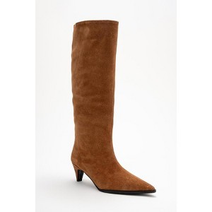 Siora - Taupe Suede Genuine Leather Short Heel Boot (Women) | Forever & Always Shoes - 1 of 4